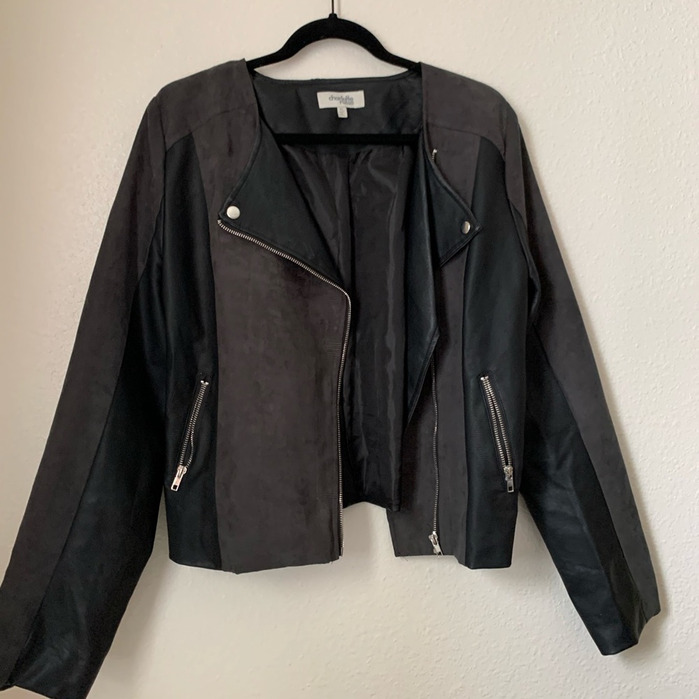 biker jacket with silver details